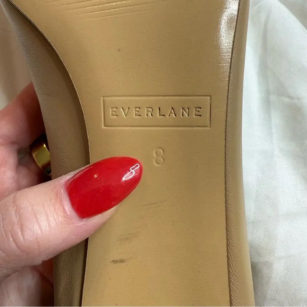 Everlane The Day Heel Light Taupe Sz 8 Block Heel Ballet Inspired NEW w/o Box